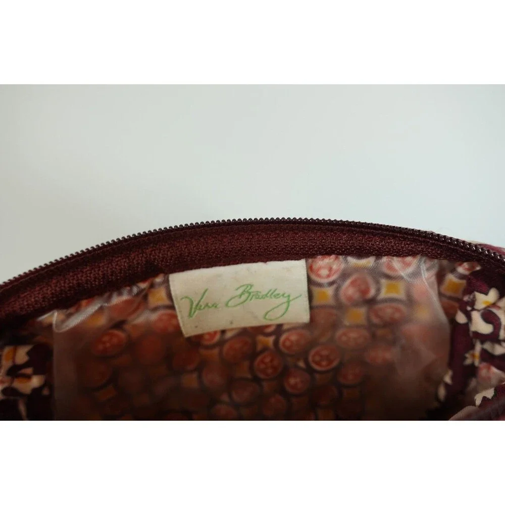 Vera Bradley Burgundy Medallion Small Travel Cosmetics Makeup Case Zipper Lined